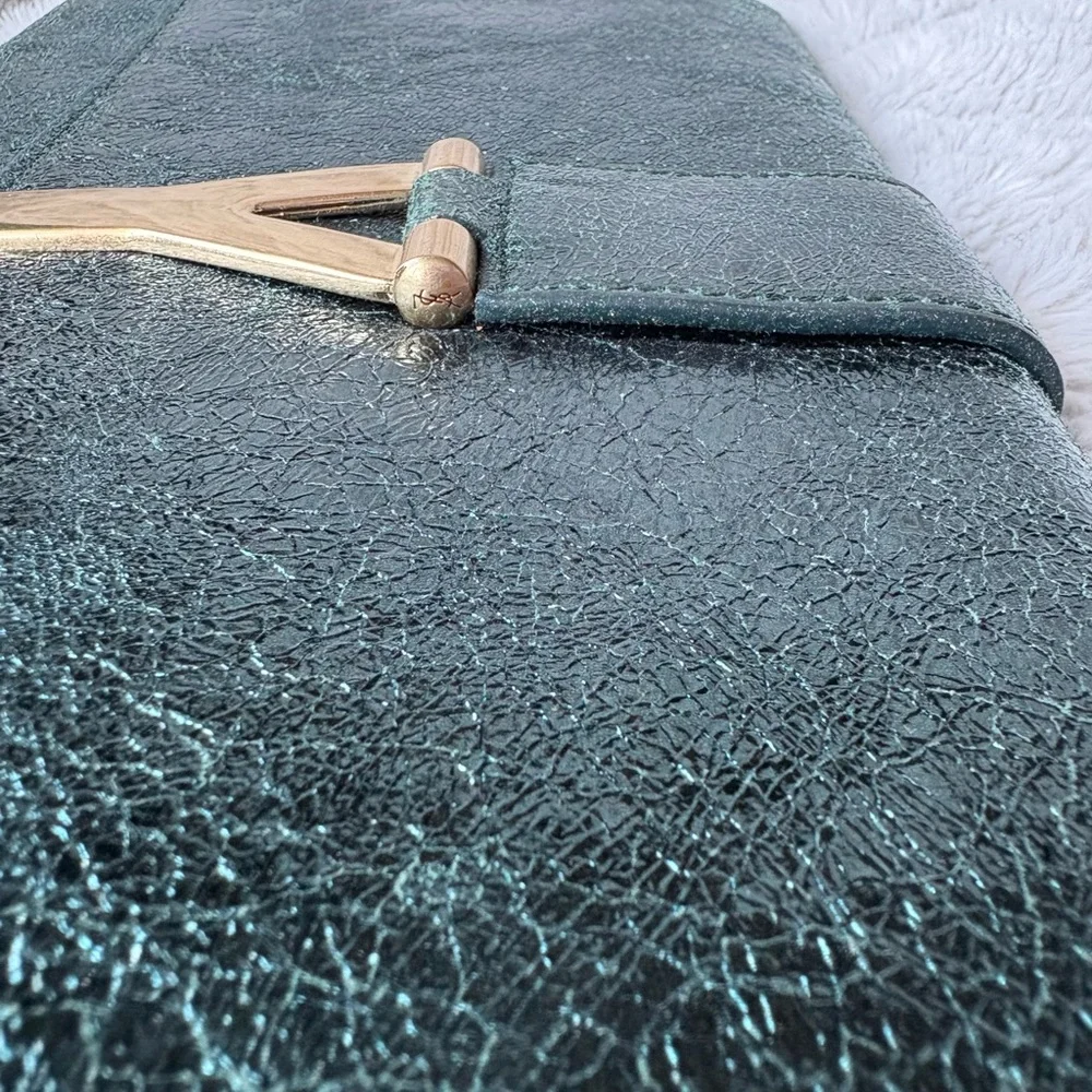 Yves Saint Laurent Y-Linge Clutch, Shimmer Green, Satin Interior - Picture 15 of 16